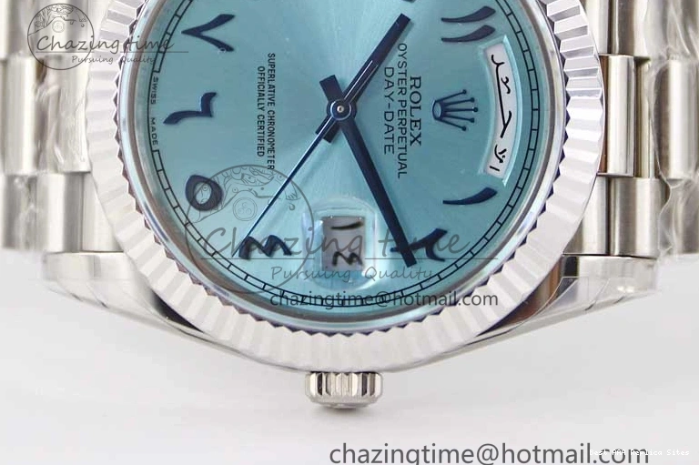 Good Copy Rolex Watches Steel Ice 40mm Best TWF 1:1 2357 SS Arabic A Comfortable Bracelet Edition 904L on Day SS Blue Date Dial 0118